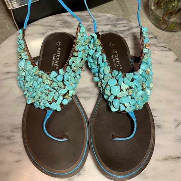 Eddie Mac Shoes - Extreme by Eddie Mac turquoise flip flops